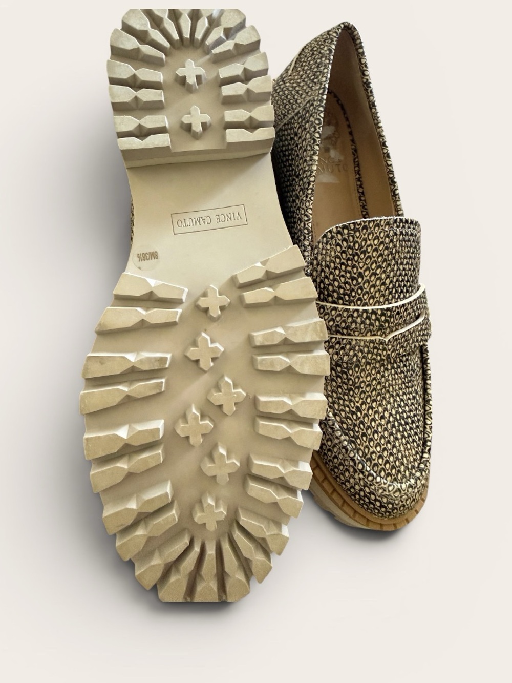 Vince Camuto Leopard-Print Slip-On Loafers in Beige and Black - Picture 4 of 6